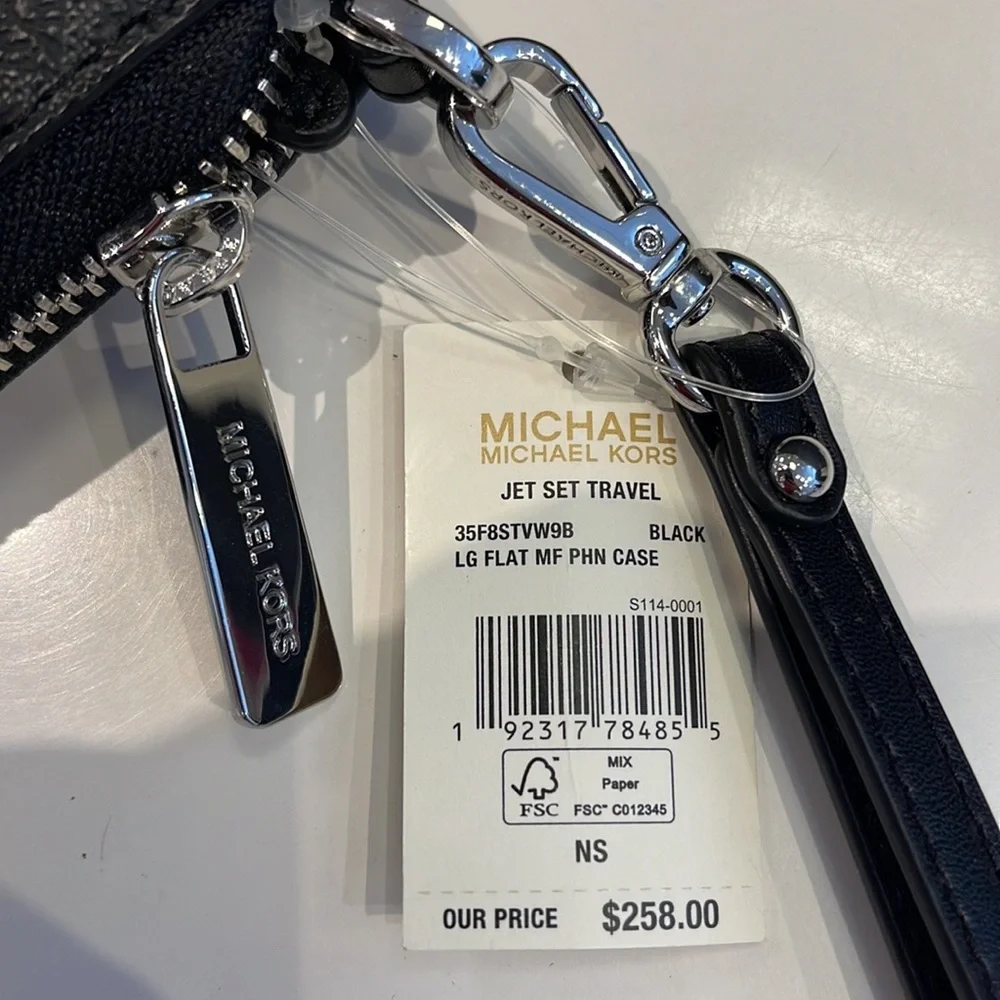 Michael Kors MK Signature Large Flat Multi-Function Phone Case Wallet Wristlet